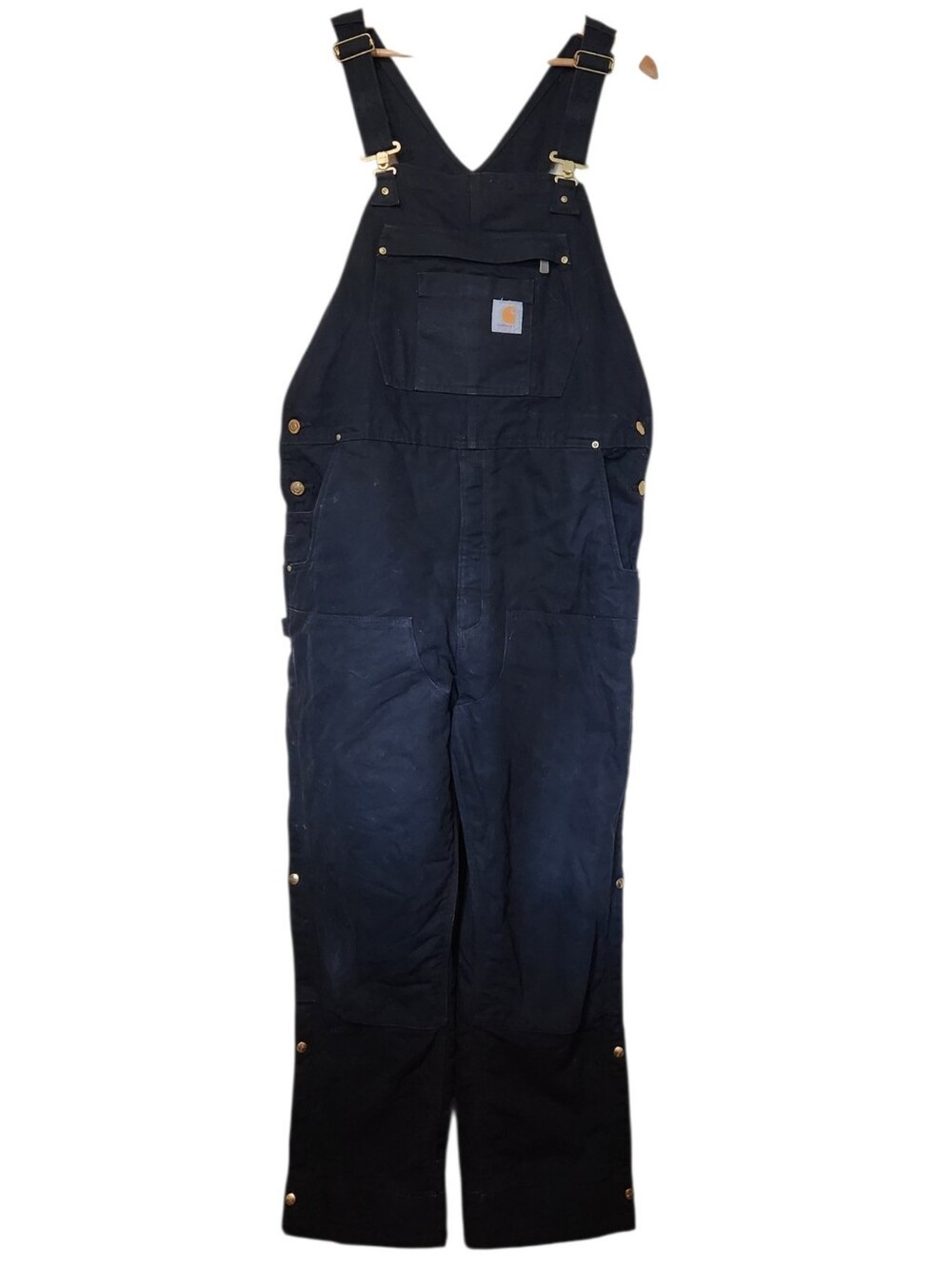 NEW Carhartt Black Heavyweight Canvas Insulated Loose Fit Bib Overalls Large